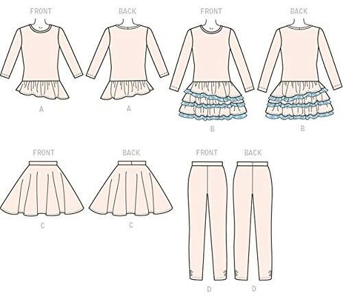 McCall's Patterns M7274 Children's/Girls' Tops, Dress, Skirt and Leggings, Size