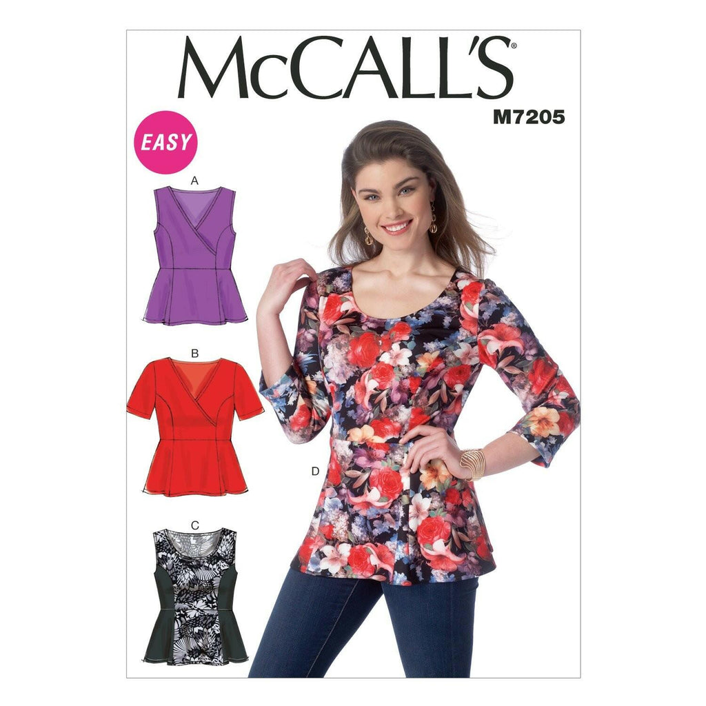 McCall's Patterns M7205 Women's Tops Sewing Template, KK (26W-28W-30W-32W)
