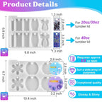 LET'S RESIN Name Plates Resin Molds for 20oz/30oz & 40oz Lid, 16 Cavities 2Pcs