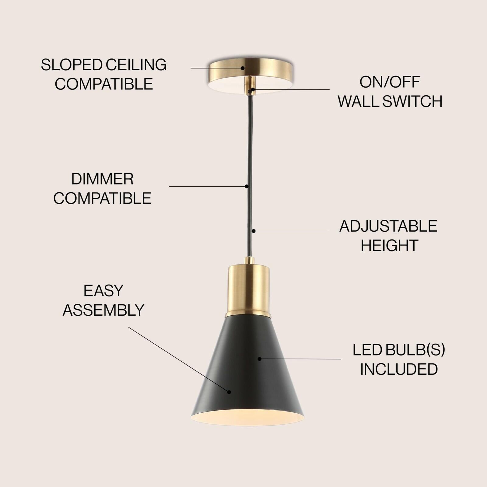 JONATHAN Y Apollo 6" Metal LED Pendant Contemporary Dimmable Adjustable JYL6131A