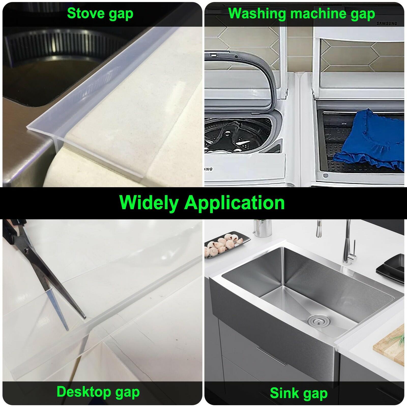 2 PACK Silicone Stove Counter Gap Cover Kitchen Counter Gap Filler Transparent
