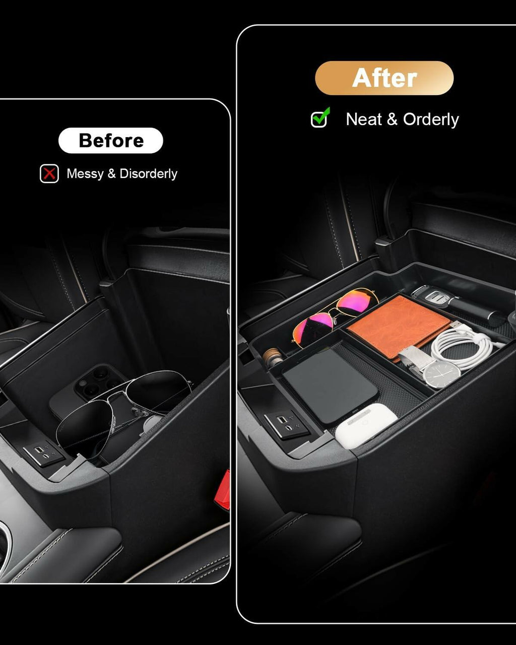 ECOZEN Center Console Organizer For 2021-2026 Chevy Tahoe/Suburban & GMC