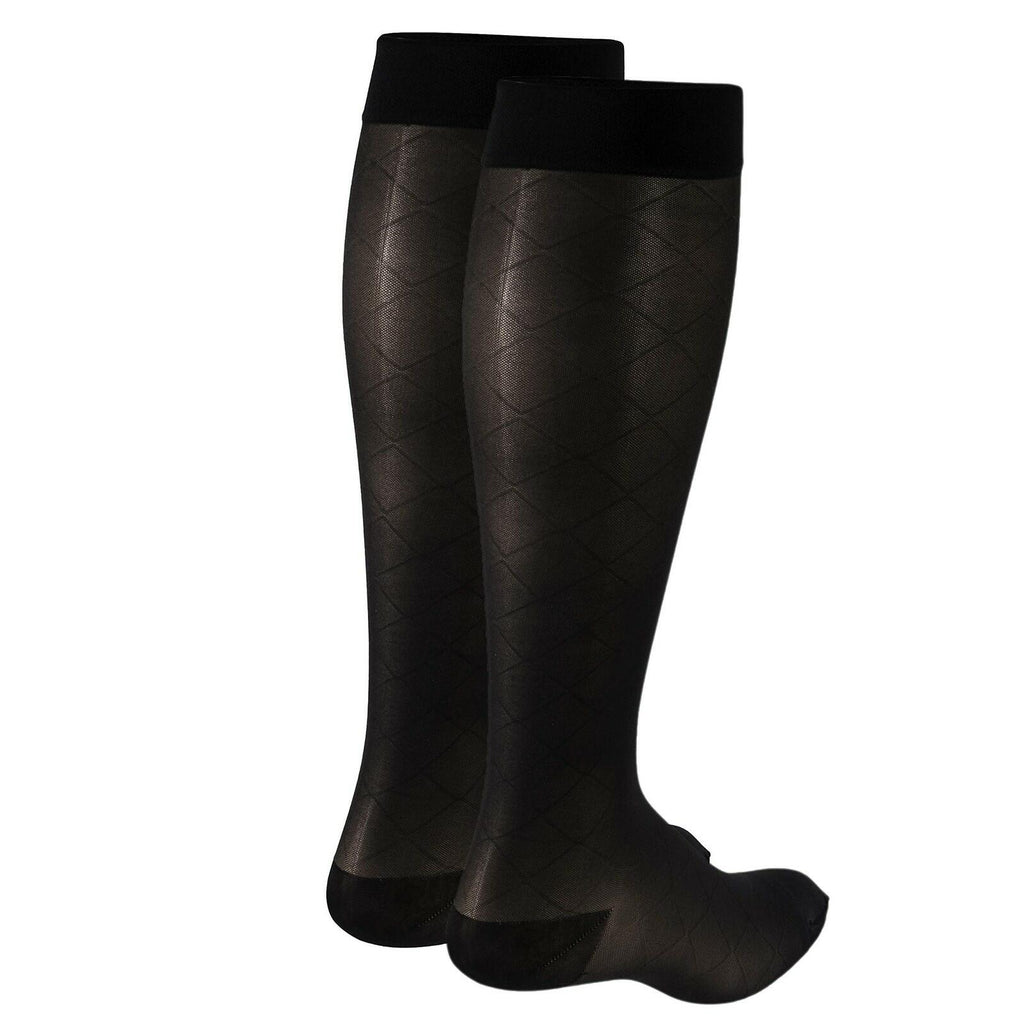 NuVein Sheer Compression Stockings, 15-20 mmHg Support, Women's Diamond Pattern