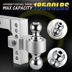 2'' Receiver 6'' Drop Rise Adjustable Trailer Tow Hitch Dual Ball-W/Lock 18500lb