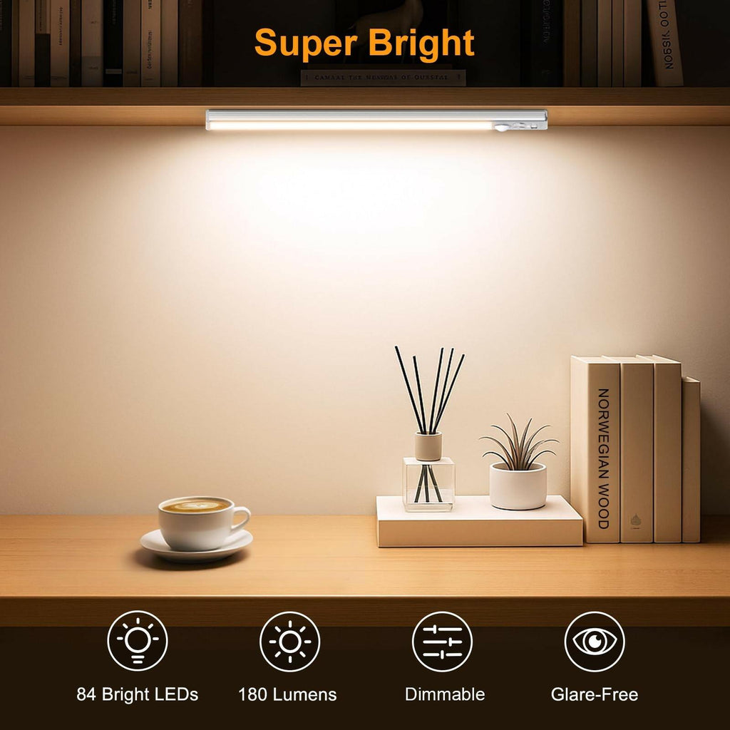 2 PACK Gritin 10.2inch Under Cabinet Lighting Rechargeable 3 Color Temps&5 Level