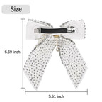 Large Pearl Rhinestone Hair Bow Clips- Full Sparkling Pearls with Crystal Stone