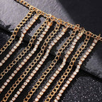 Brishow Gold Body Chain Jewelry Rhinestone Layered Waist Chain Rave Accessories