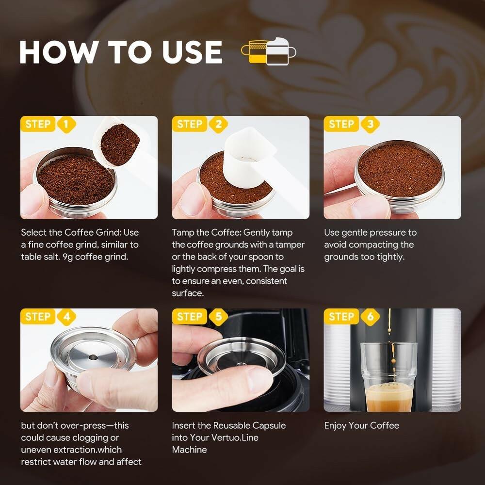 Stainless Steel Reusable Coffee Capsule, Metal Refillable Coffee Pod Brewing