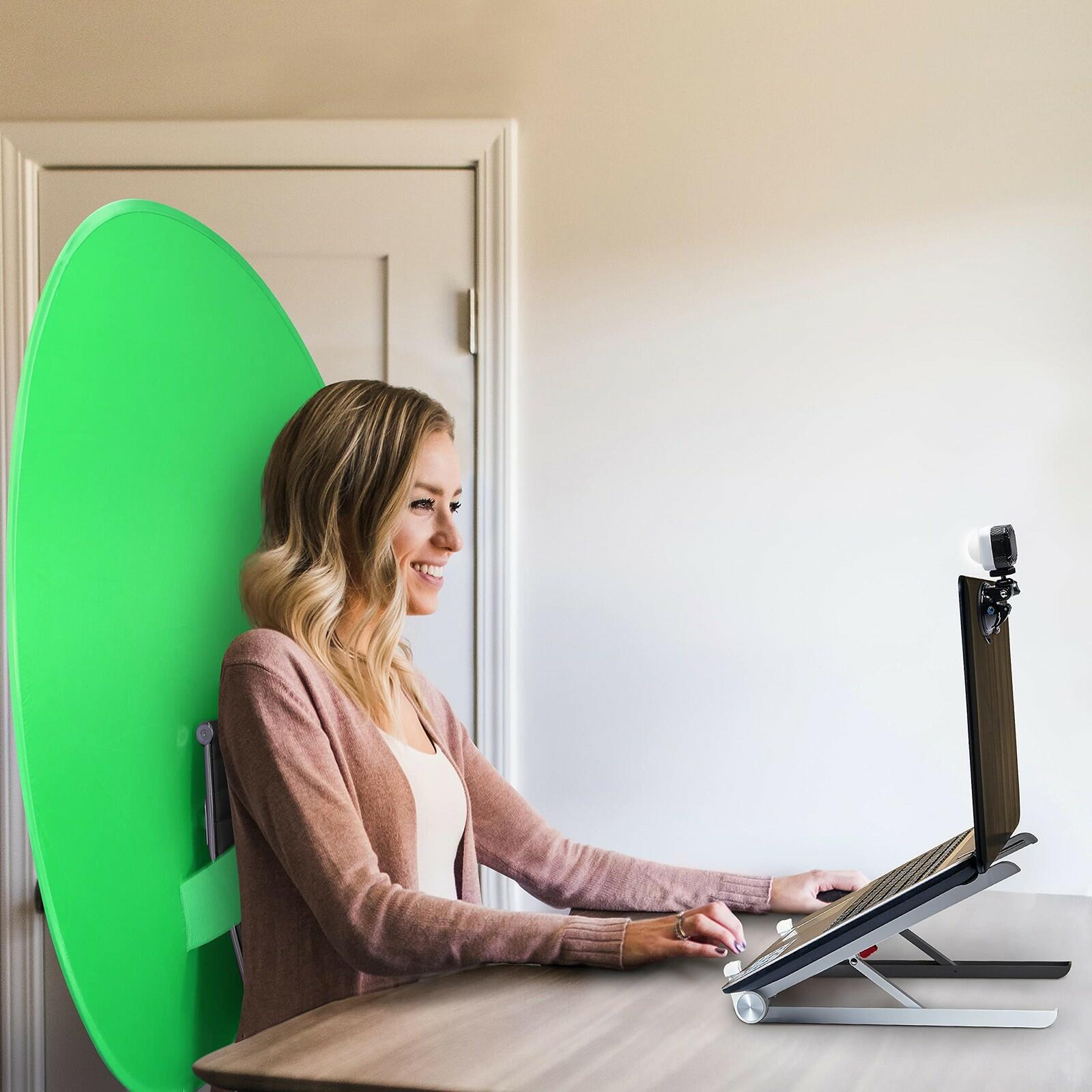Webaround Big Shot 56" | Green | Portable Collapsible Webcam Backdrop | Attaches