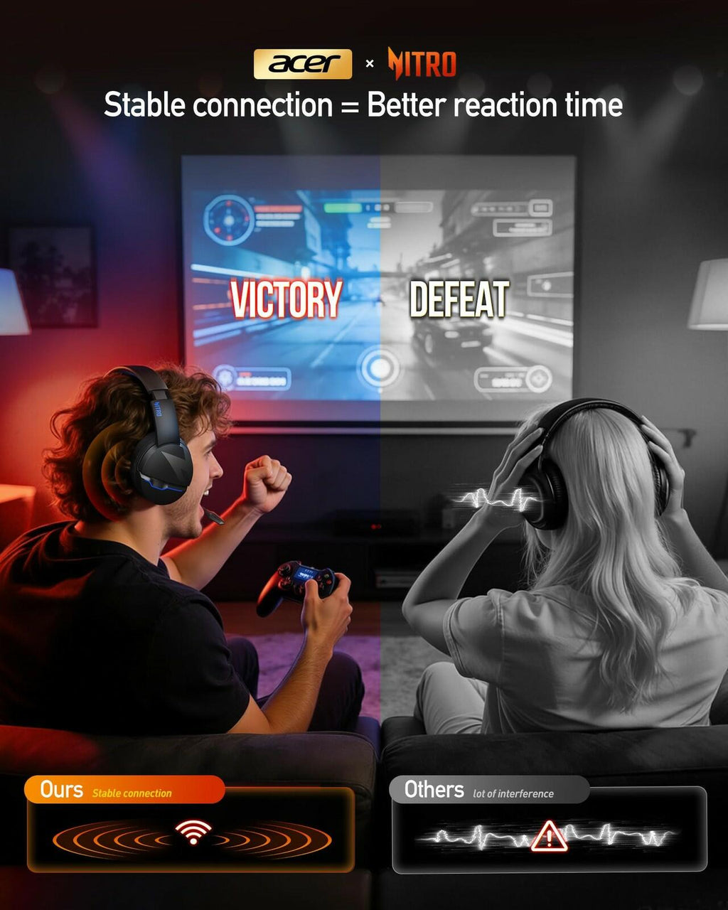 Acer 2.4GHz Flex Wireless Gaming Headset | Non-Stop 100H Battery | Dynamic 50mm