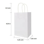 Oikss 100 Pack 5.25x3.25x8.25 Inch Small White Kraft Paper Bags with Handles