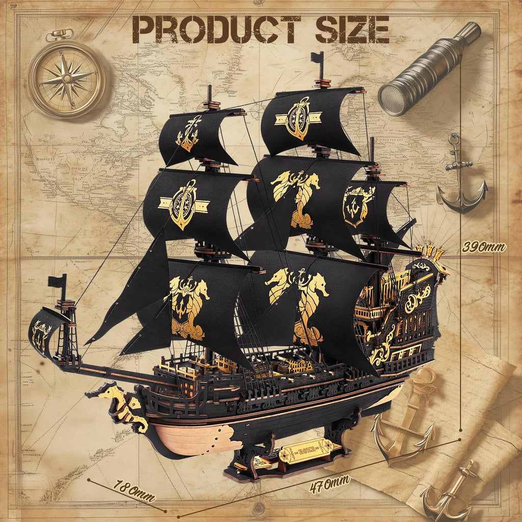 ROKR 3D Wooden Puzzle Seahorse Barque Model Kit Gift Adults Teen