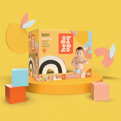 76ct Hello Bello Premium Newborn Diapers, Honeysuckle Designs, Club Box,