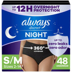 48Ct S/M Always Discreet Night Adult Underwear for Women Overnight Absorbency