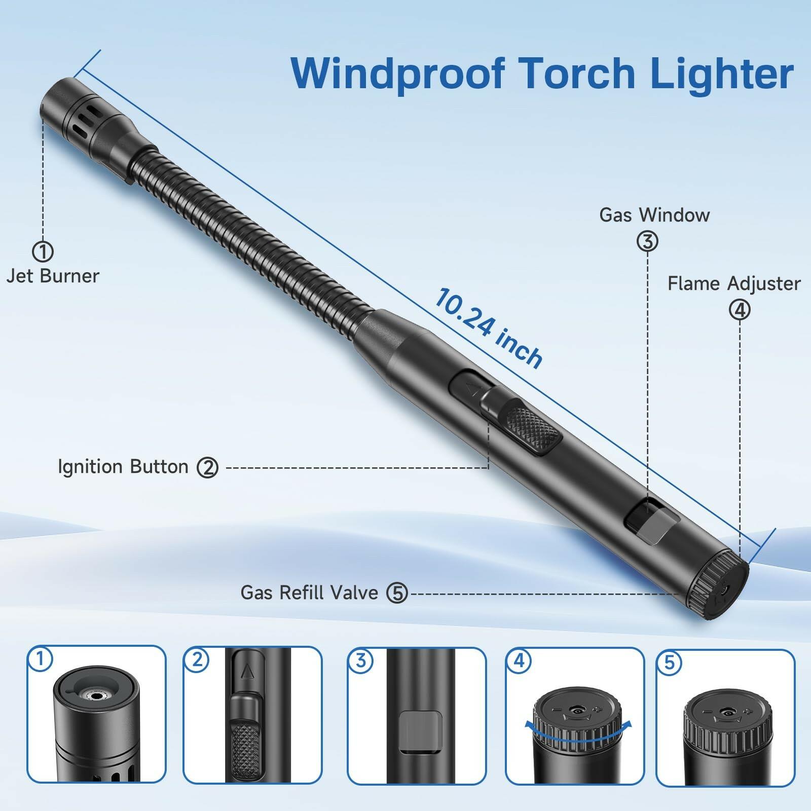Flame bird 2 Pack Flexible Multi-Purpose Lighter, Long Butane Torch Lighter USB