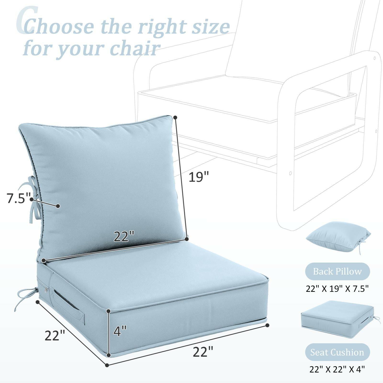 Snubbull Outdoor Patio Chair Cushions Set 22 L X 22 W X 4 H Waterproof & Fade