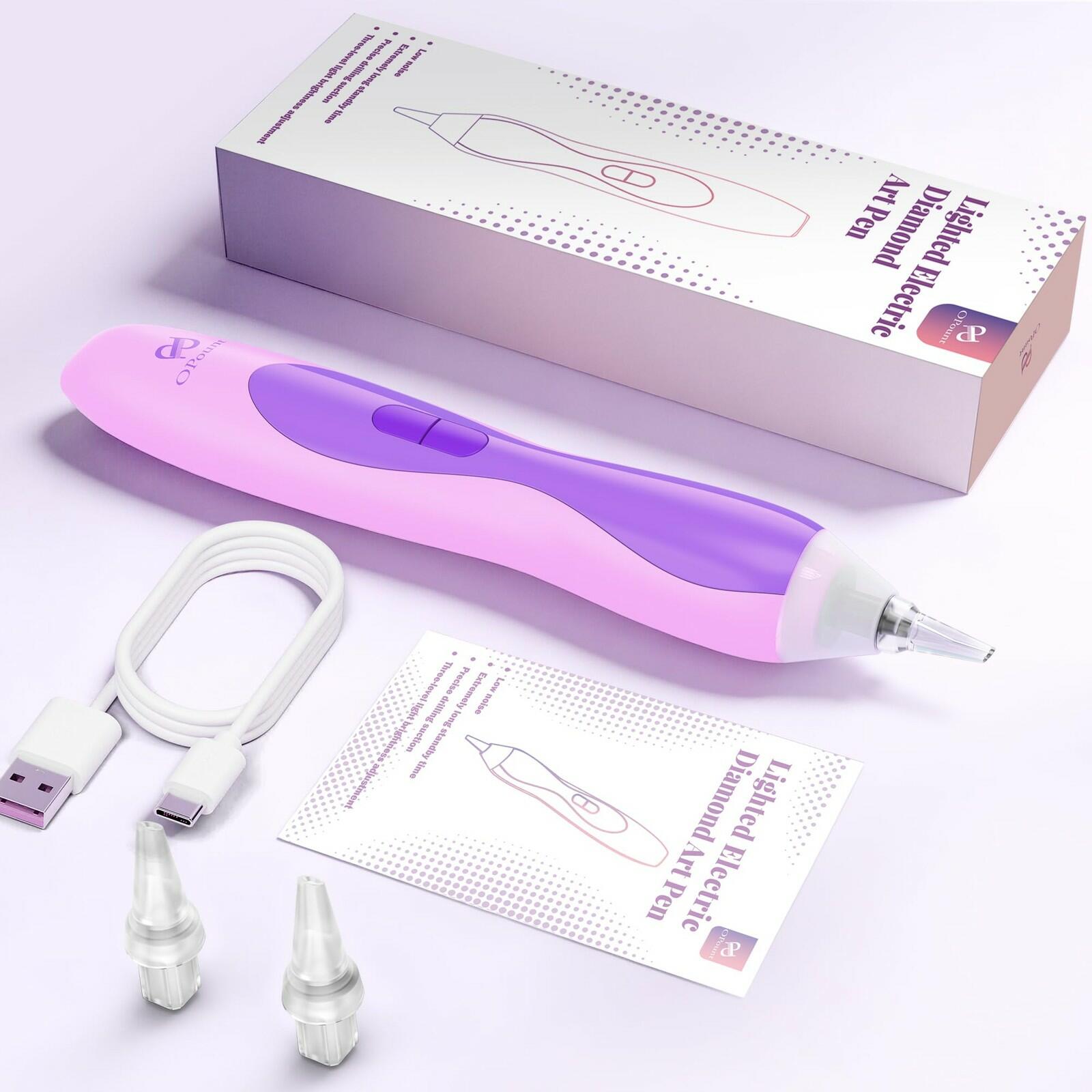 Electric Diamond Art Pens with Light, Quiet Suction Diamond Painting Pen,