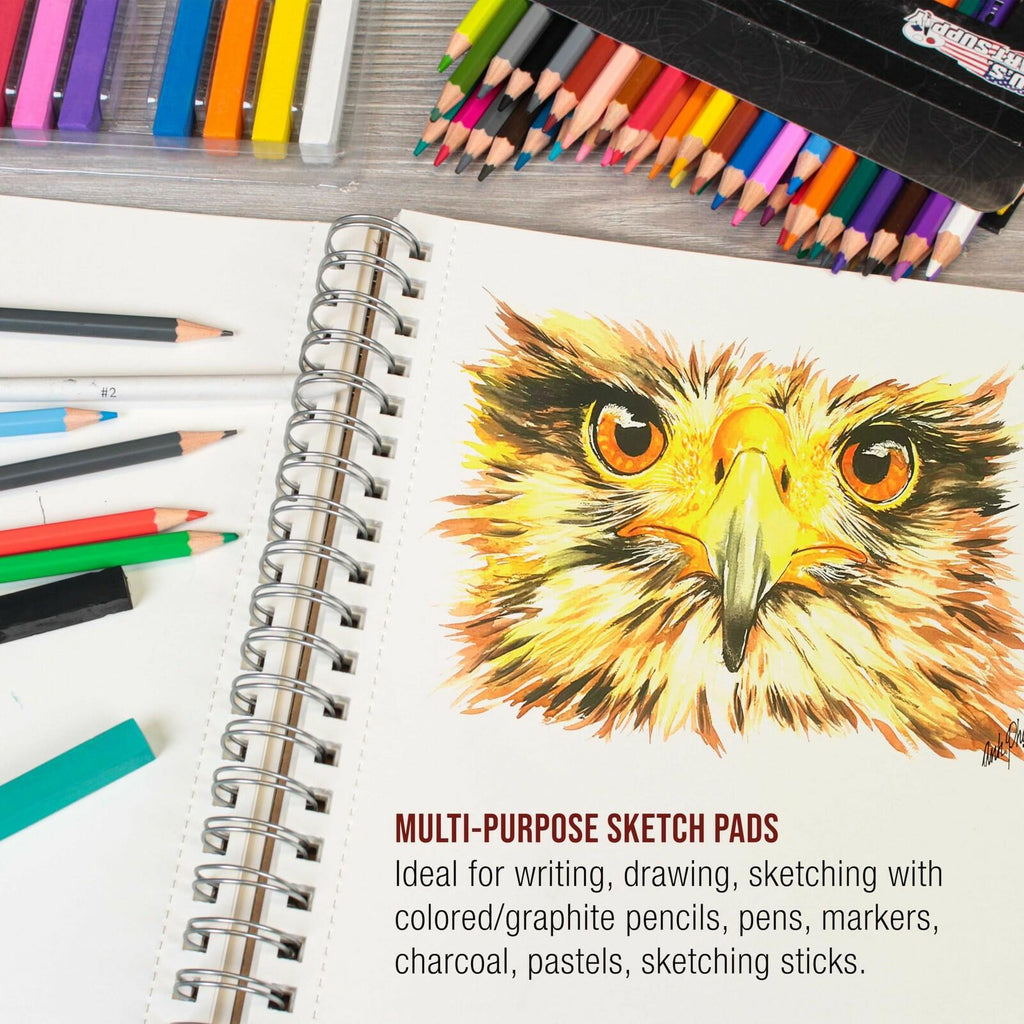 U.S. Art Supply 8"x10" Sketch Book Pad, 2 Pack (100 Sheets Each), 60lb (100gsm)