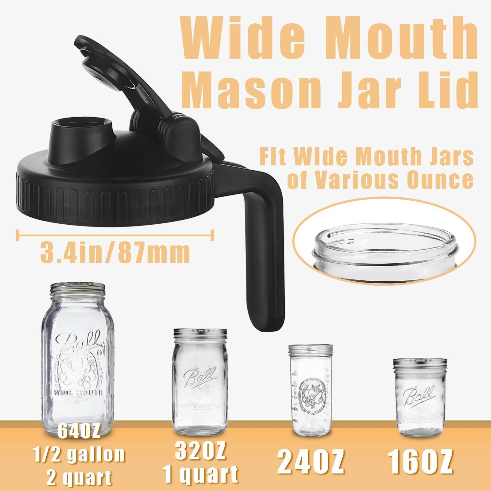 Pack of 2 Mason Jar Pour Spout Lid for Wide Mouth Mason Jars, Mason Jar Pitcher