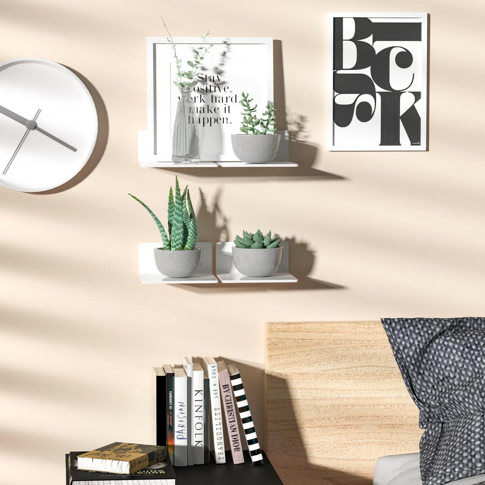 2 Pack Sezanrpt 6 Inches Acrylic Small Wall Shelves, Floating Shelf for Wall