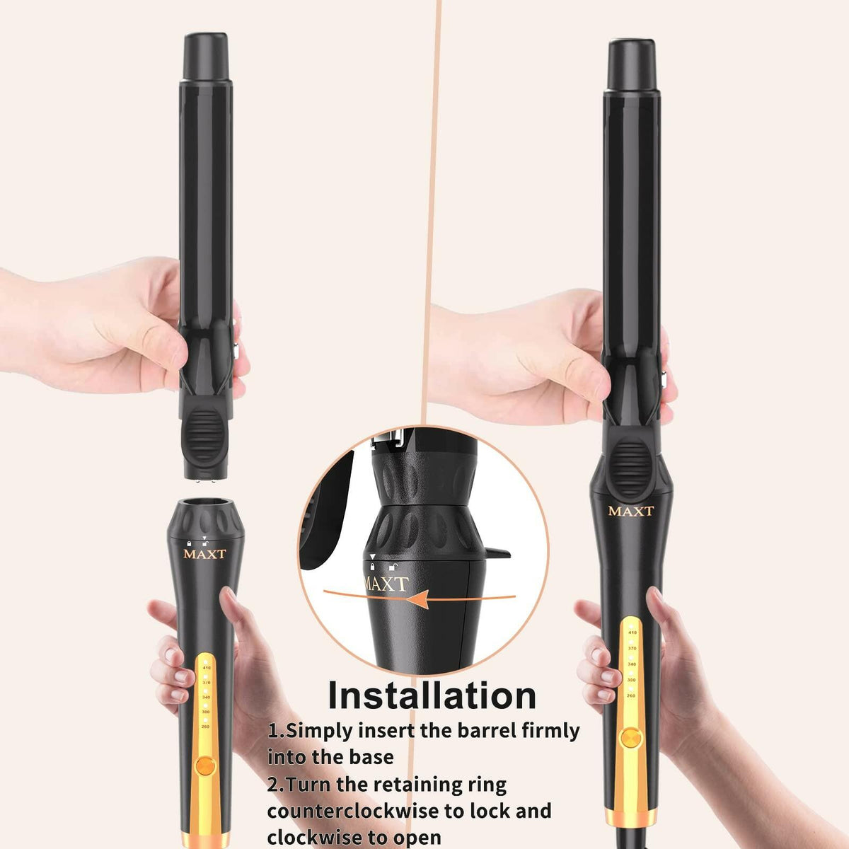 MAXT Curling Irons 1 in Waver Curling Wand Ceramic Tourmaline Hair Curler Dual