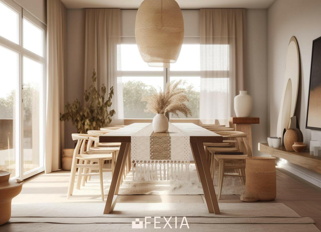 FEXIA Boho Table Runner for Thanksgiving Fall Christmas Home Decor with Tassels