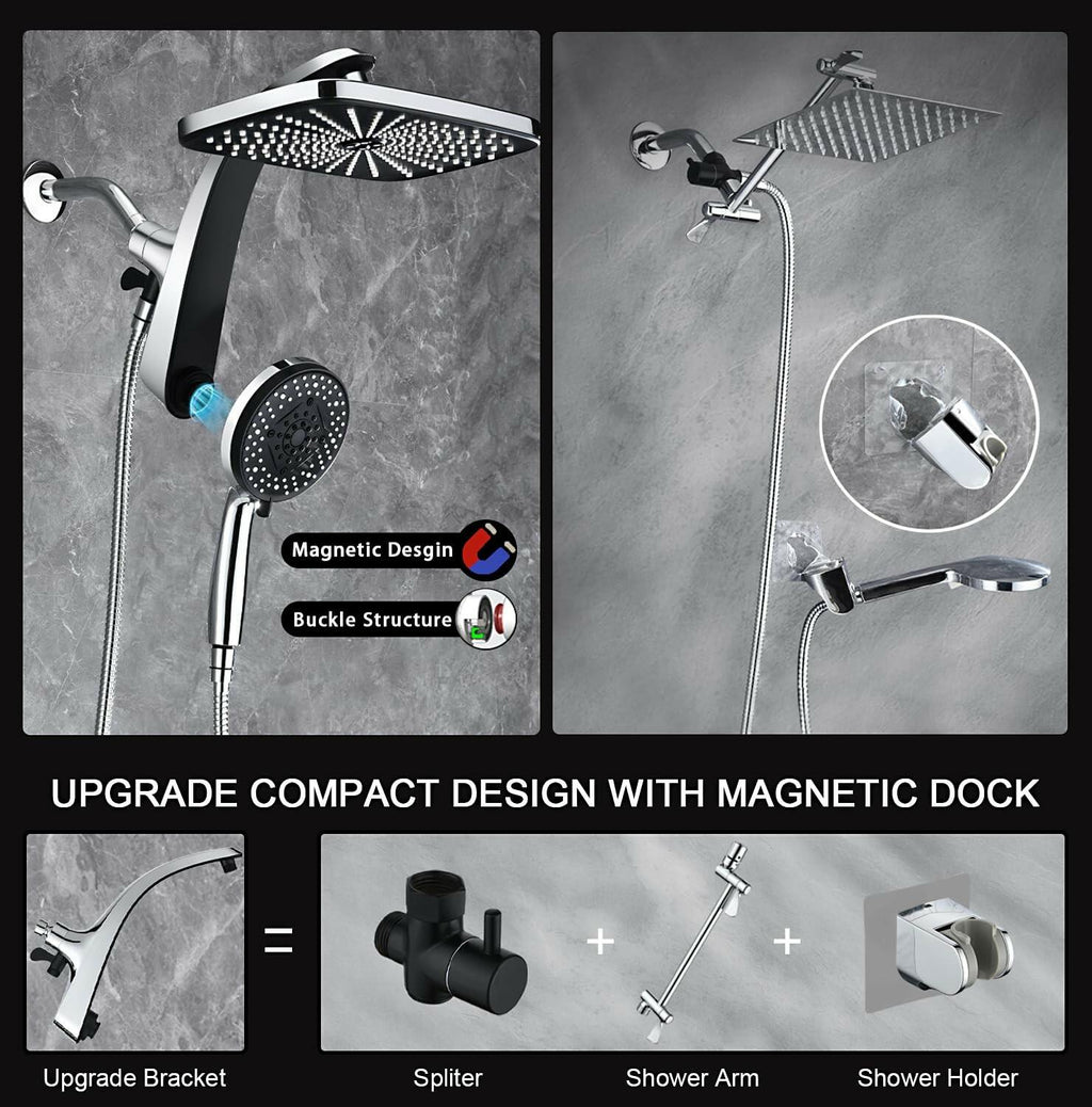 High Pressure Rain Shower Head: Upgrade Shower Heads with Handheld Spray Combo