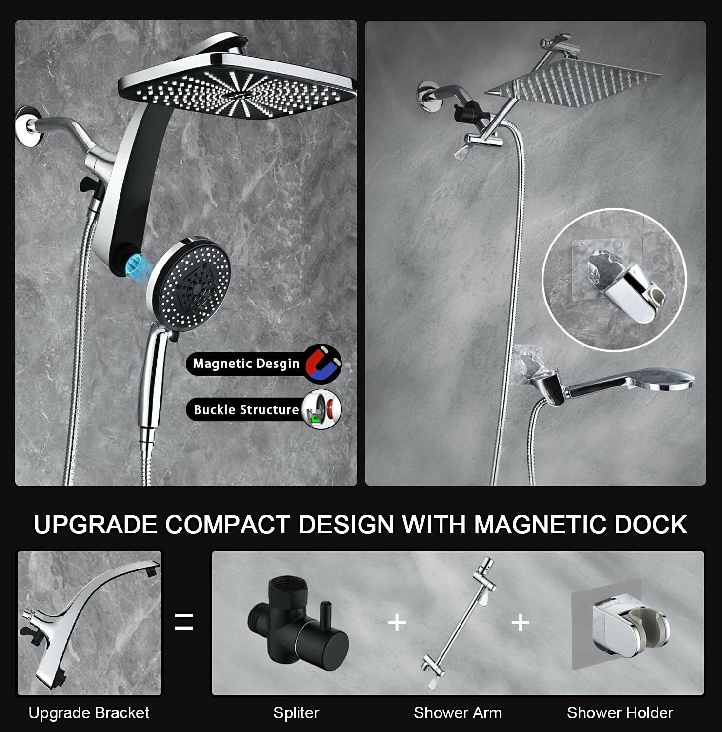 High Pressure Rain Shower Head: Upgrade Shower Heads with Handheld Spray Combo