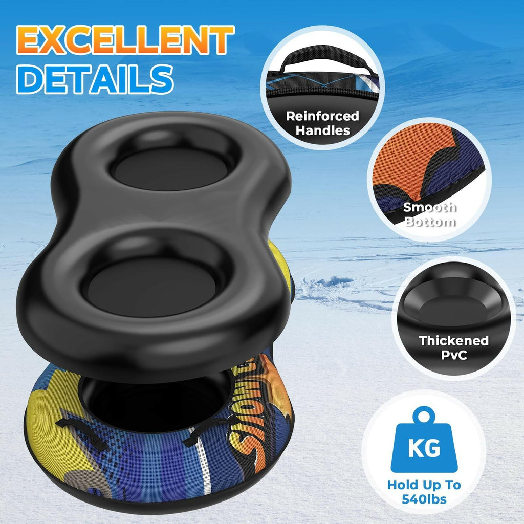 CACSPS Inflatable Snow Tube Sled 48 Inch, Heavy Duty Winter Sledding & Snow