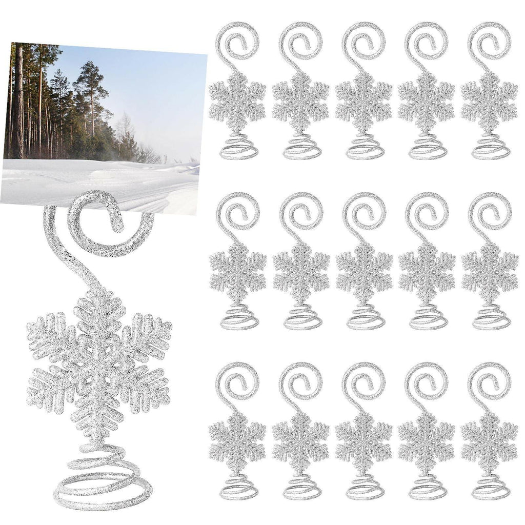 Rtteri 16 Pcs Christmas Picture Display 2 Inch Snowflake Christmas Place Card