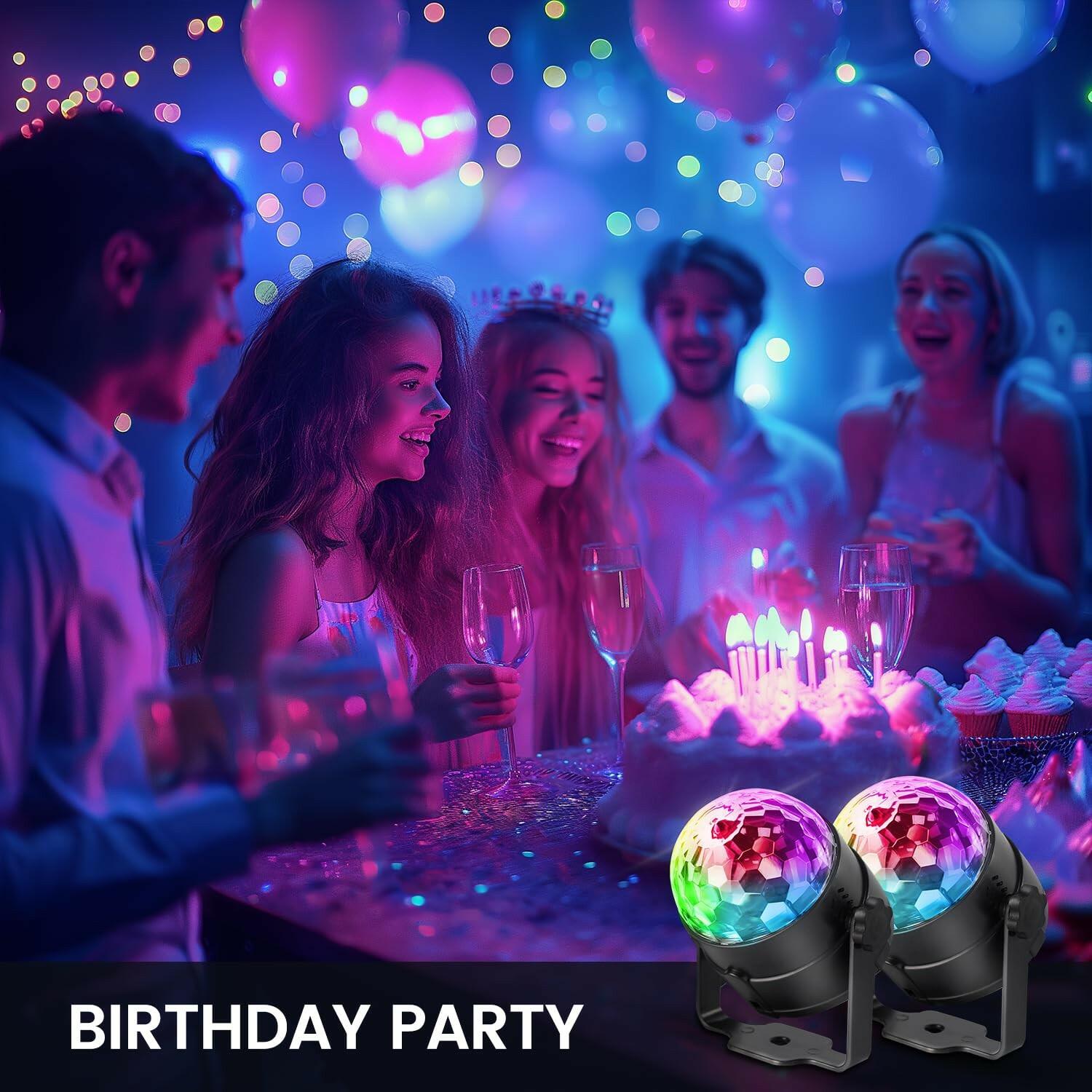 NEQUARE Disco Ball DJ Party Lights Sound Activated with Remote Control Strobe