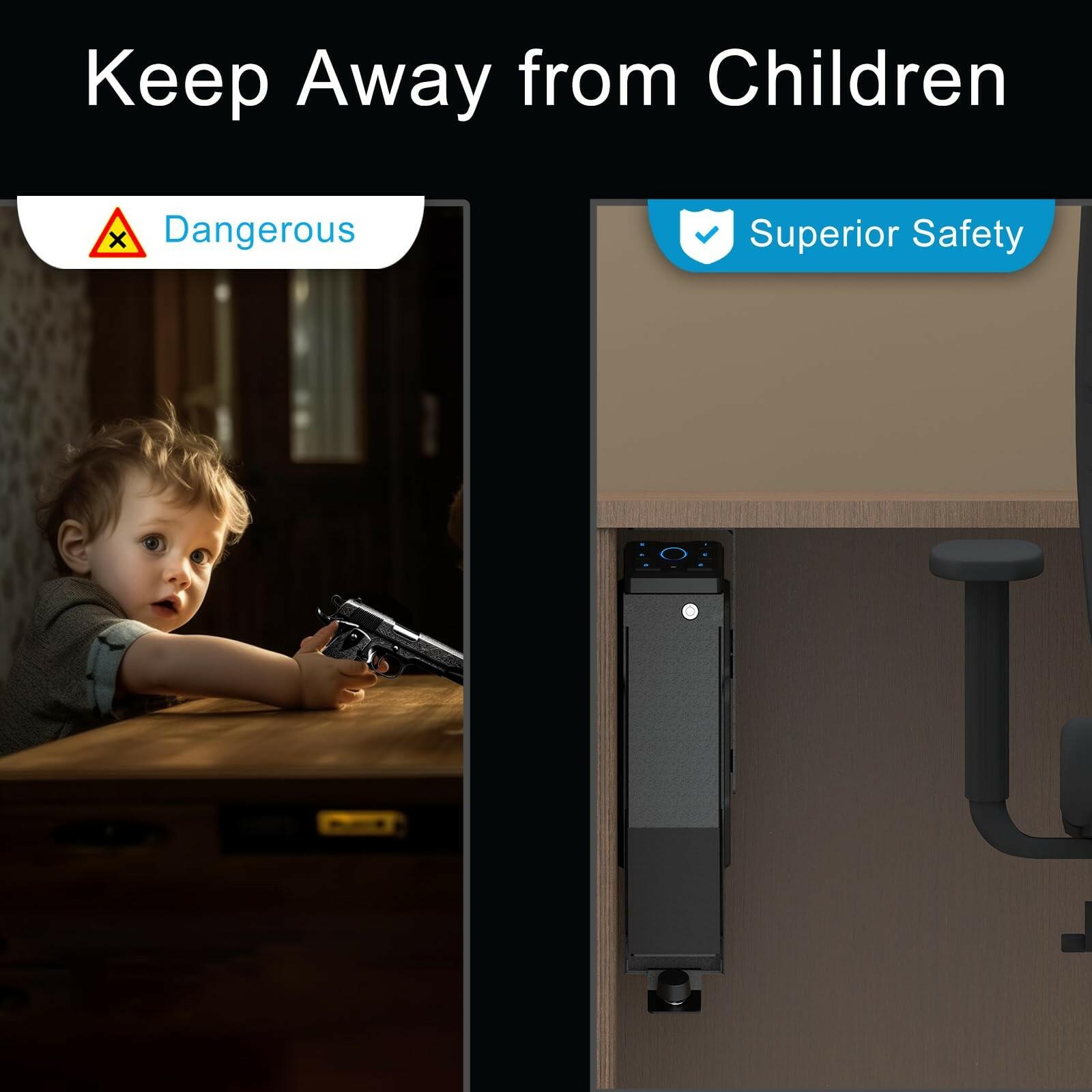 VERPROOF Biometric Gun Safe for Handgun Drop Down Pistol Safe, Smart Pistol Safe