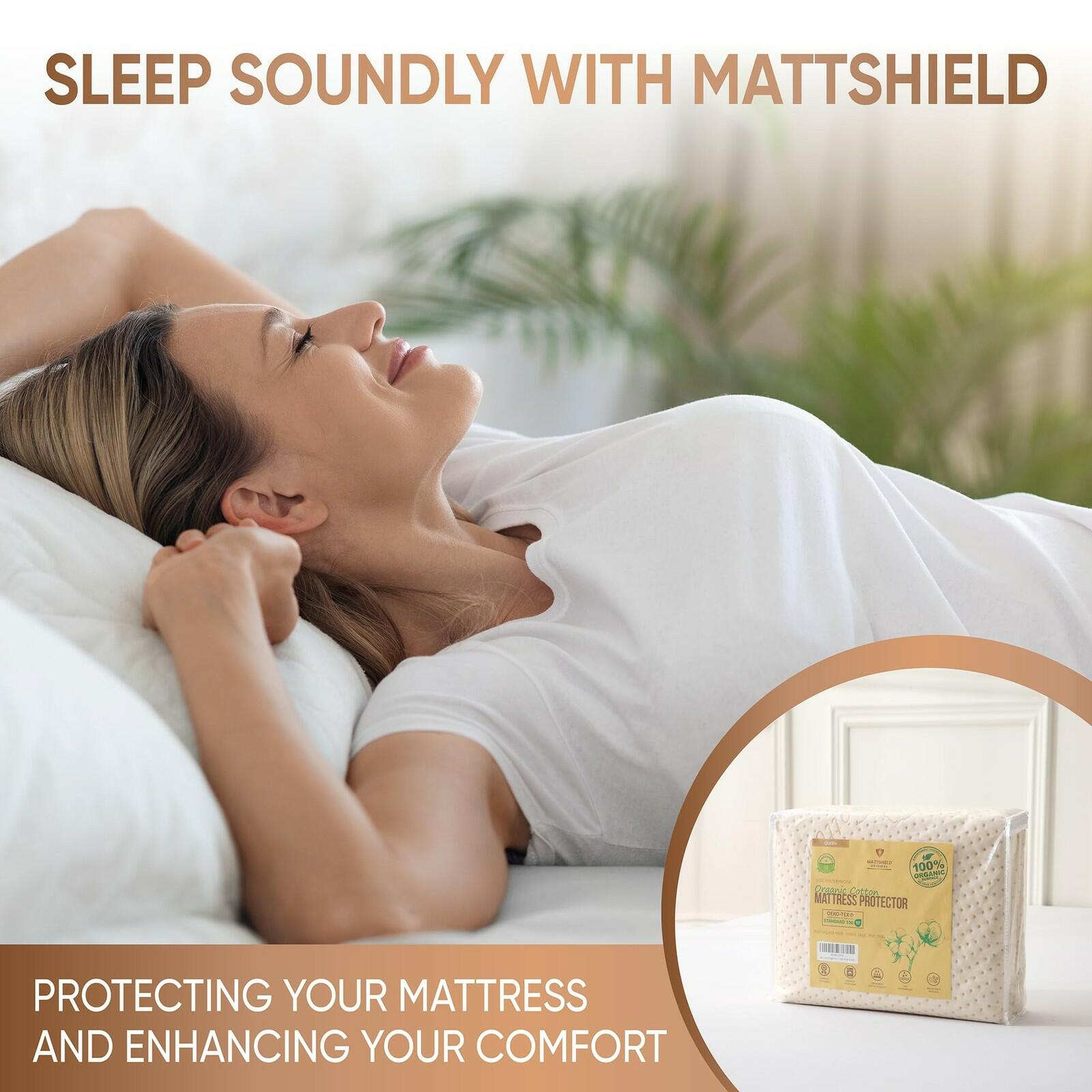 Luxury Waterproof Organic Mattress Protector Full Size - Organic Cotton