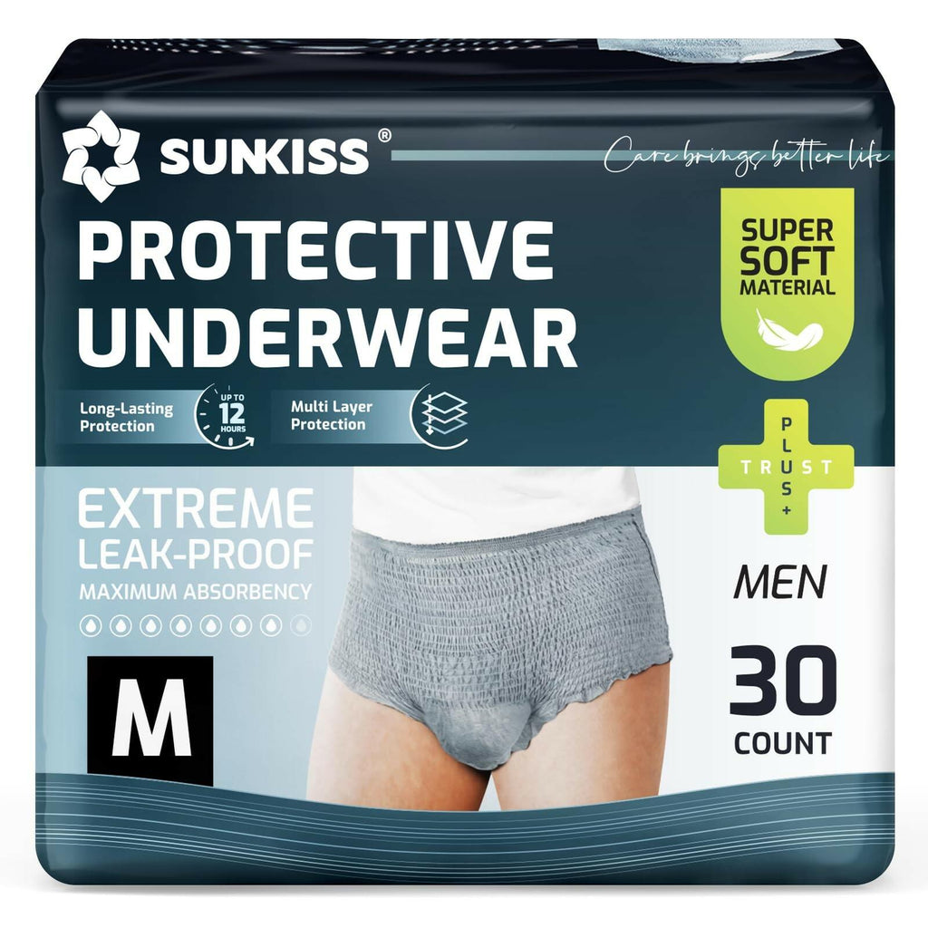 28 Ct SUNKISS Medium Incontinence Underwear for Men,Daytime Disposable Adult