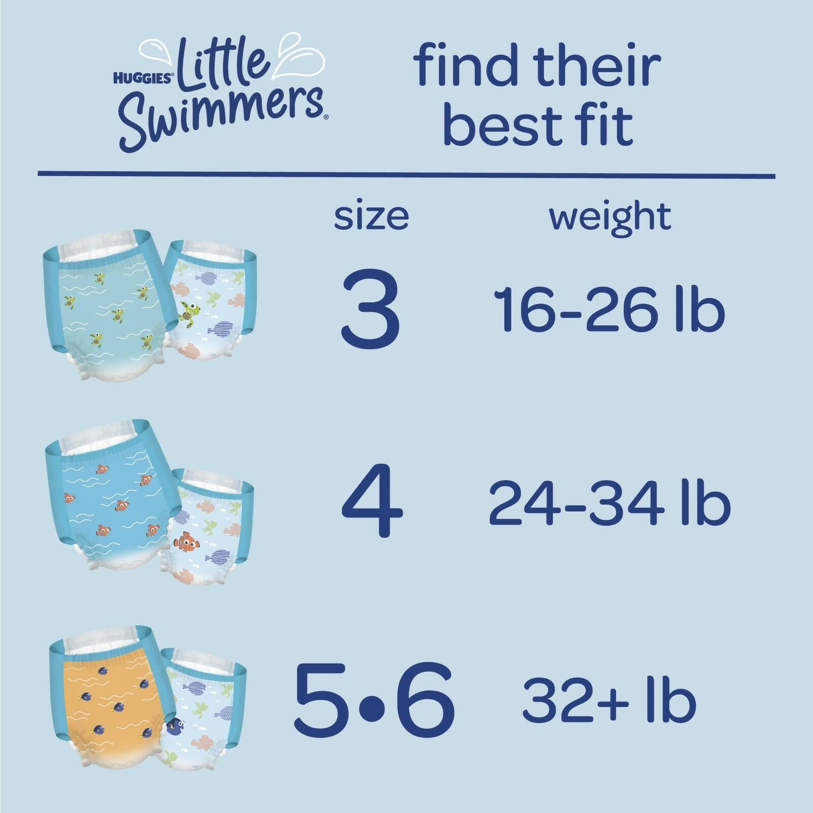 54 Count Huggies Little Swimmers Size 4 Diapers 24-34 lbs