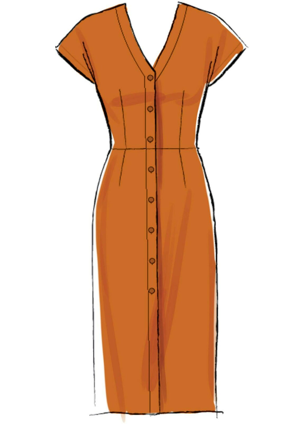 McCall's Women's Short Sleeve Pleated and Button Down Dress Sewing, Sizes 14-22