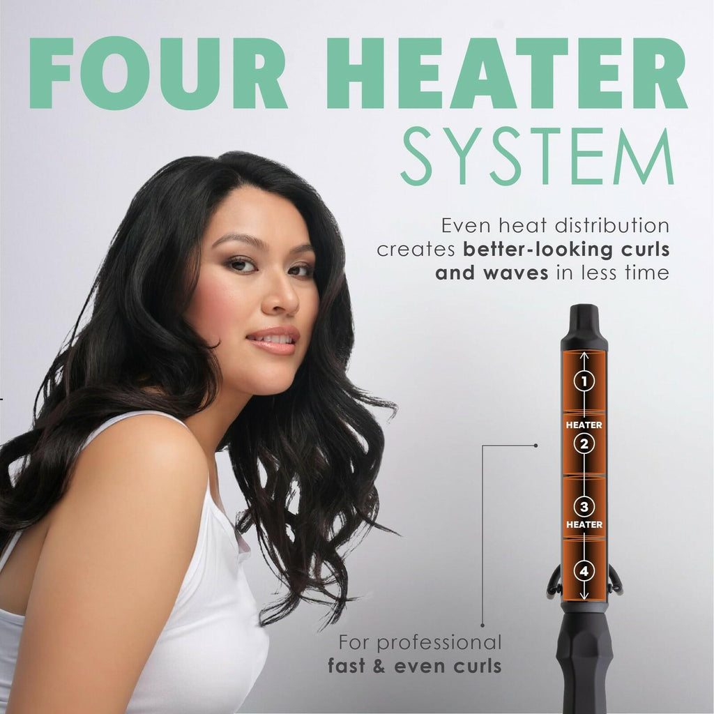 MINT Professional Clamp-Free Curling Wand 1 1/4 Inch for Long Hair | Extra Long
