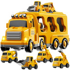 KIZONLY Construction Trucks Toys for 2 3 4 5 Years Old Boys - 5-in-1 Carrier