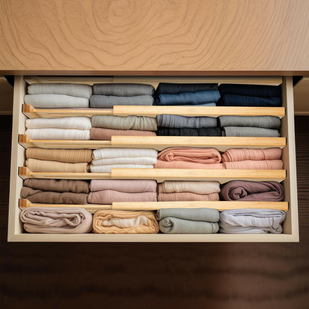 Fabsome Dresser Drawer Organizers 6 Pack, 4.65'' High Adjustable from 17-22‘’