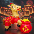 6FT Inflatable Chinese Horse with Red Outfit and Gold Coins, 2026 Year of The