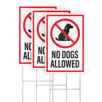 OPEN BOX - Pack of 3 No Dogs Allowed Yard Signs with H-Frame Stakes, 8" x 12"
