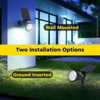 2 PACK T-SUN Solar Spotlights Outdoor, White LED Landscape Lights, Waterproof
