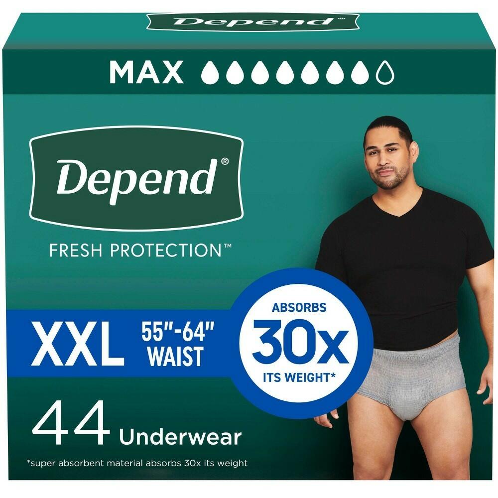 44ct XXL Depend Fresh Protection Adult Incontinence Disposable Underwear for Men