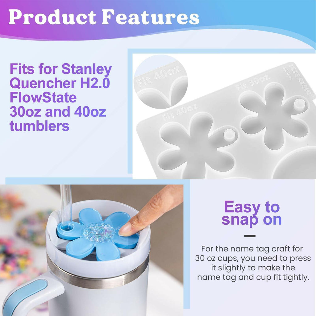 LET'S RESIN Name Plates Resin Molds for 20oz/30oz & 40oz Lid, 16 Cavities 2Pcs