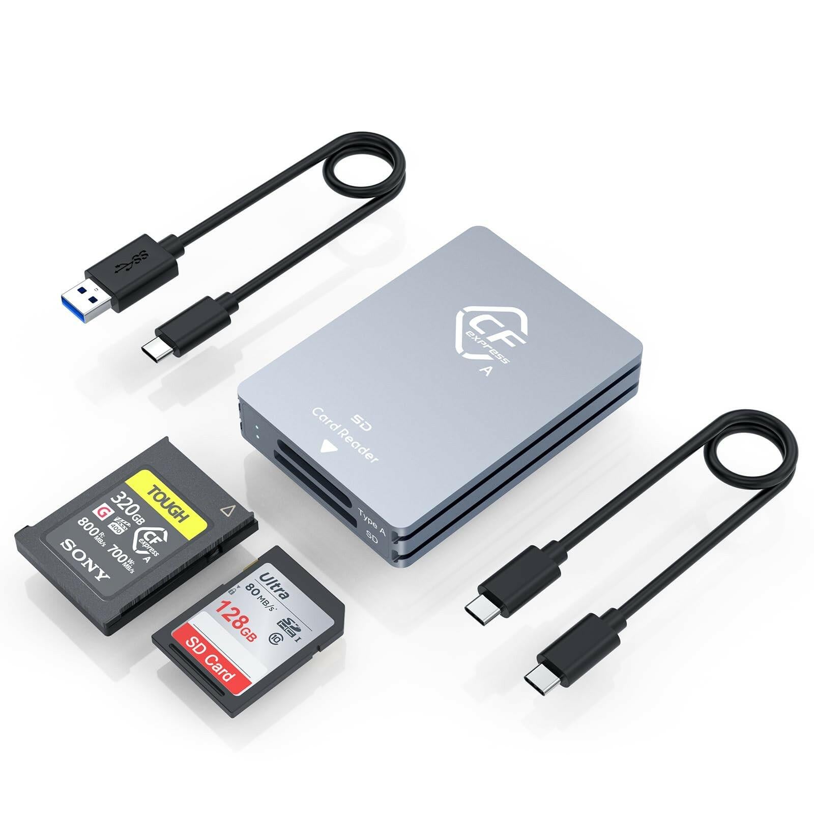 CFexpress Type A and SD Dual-Slot Memory Card Reader, 10Gbps USB 3.2 Gen 2 Type