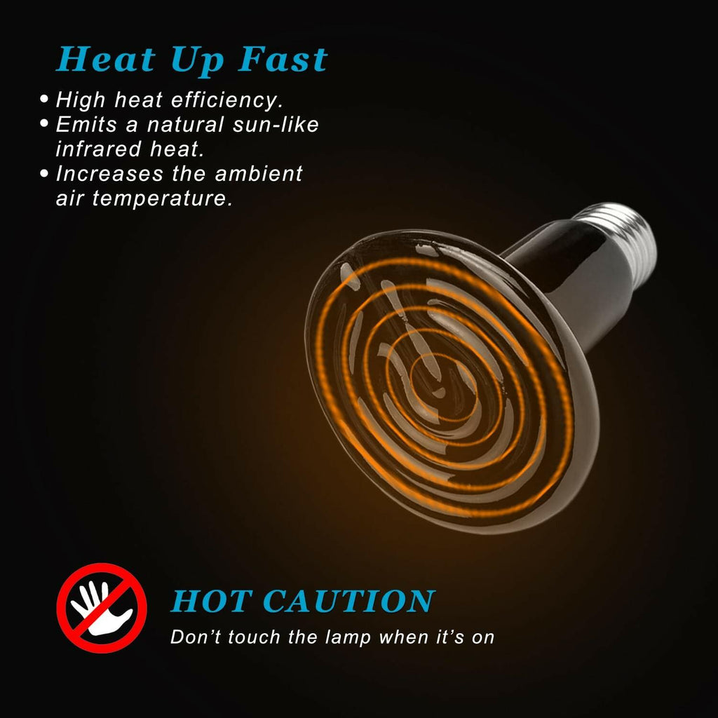 DOMICA 150W 2 Pack Reptile Heat Bulb, Beared Dragon Ceramic Heat Emitter, E26 No
