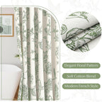 MitoVilla Sage Green Farmhouse Shower Curtain Set, 72" W x 72" L Cotton Floral