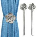 Lewondr Curtain Tie Magnetic, Vintage Resin Flower Curtain Holdback with Rope