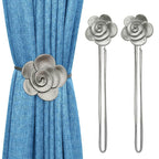 Lewondr Curtain Tie Magnetic, Vintage Resin Flower Curtain Holdback with Rope