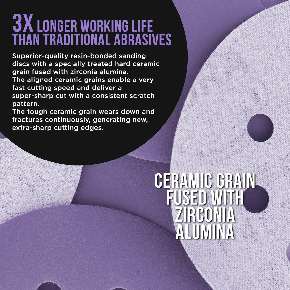 Dura-Gold Premium 400 Grit 5" Purple Film Ceramic Sanding Discs, 8-Hole Pattern,